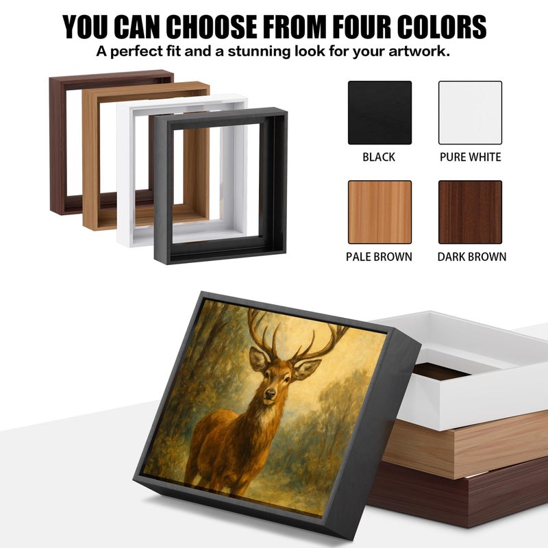 Prixas Print Floater Frame for 1.25 thick Canvas, Available in 25+ size and 4 Color, Wood-Look Floating Frame for Finished Canvas Artist Panel Oil Painting Wall Art DÃ©cor (Dark Oak Frame, 16"x20") - Image 5